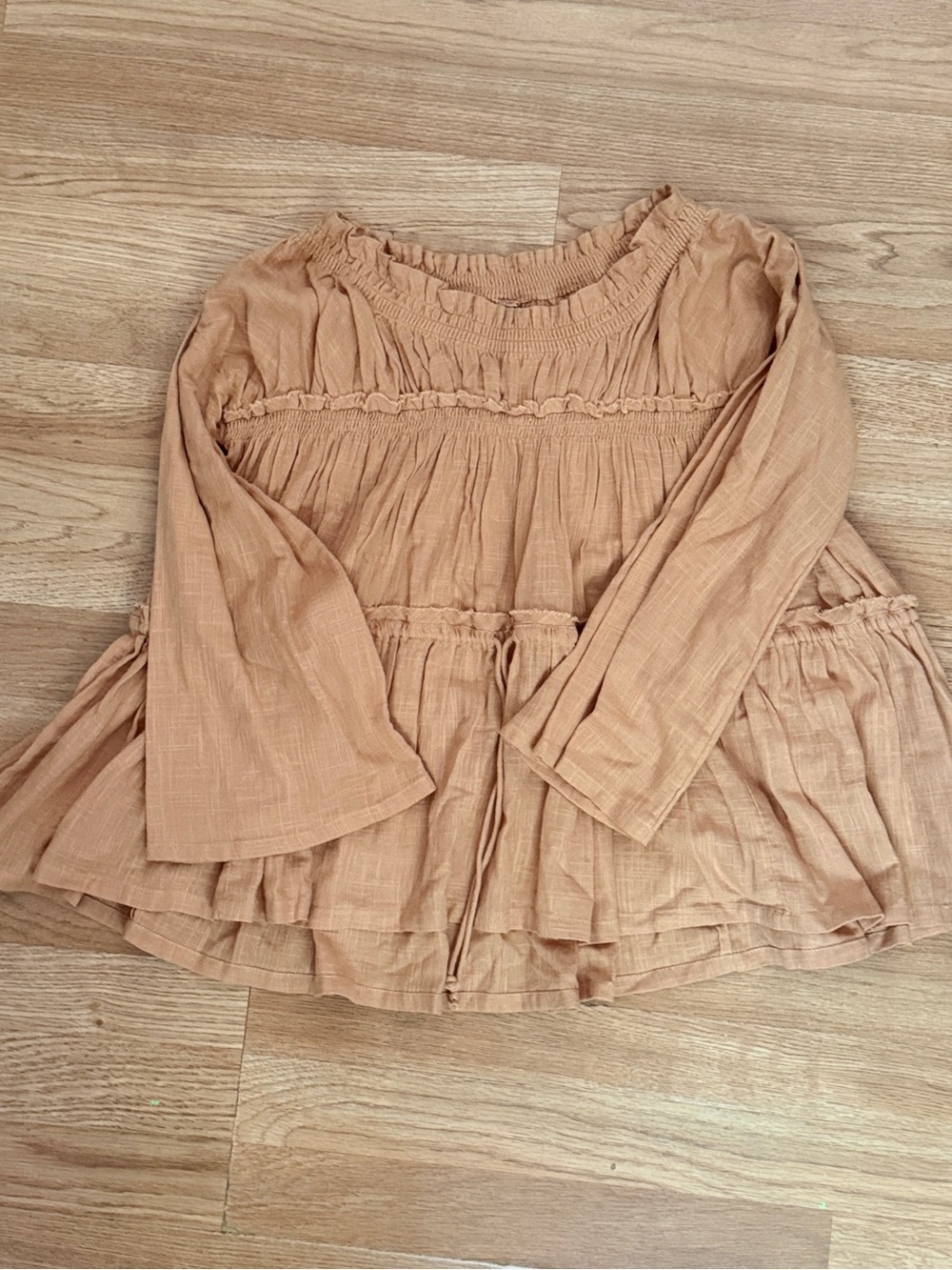 Free People Peasant Tunic Top Rustic Tan